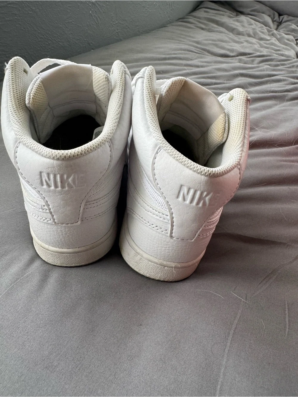 NIKE White High-Top Sneakers with Swoosh
